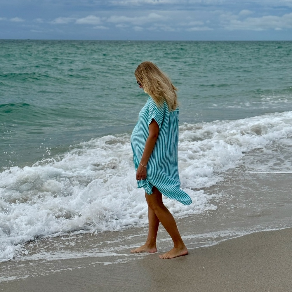 Striped Teal and white Beach Dress s
